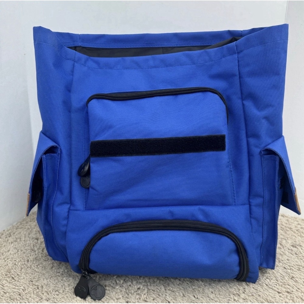 Walt Disney World Backpack WDW 1971 Blue Brown Trim Classic Mickey Mouse Pockets - Picture 10 of 14